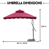 10ft Side Pole Square Shape Outdoor Umbrella With Marble Base (Red)