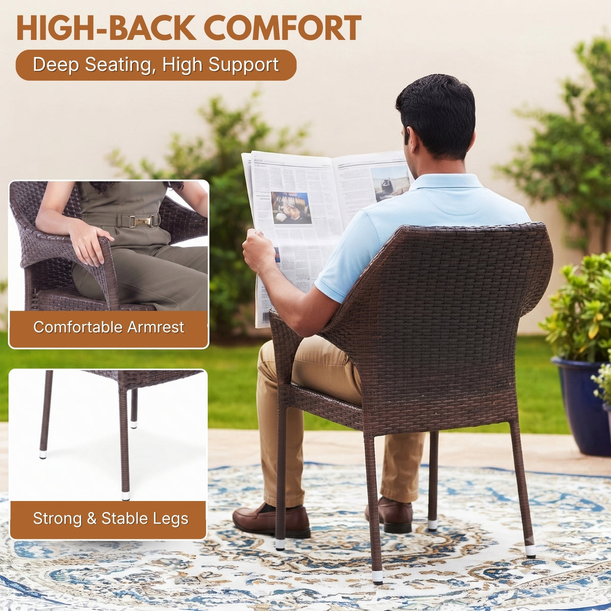 Outdoor Rattan Wicker Patio Dining Chairs