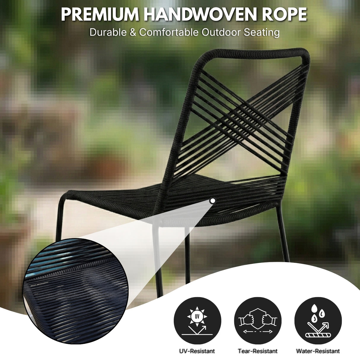 Outdoor Black Rope Chairs