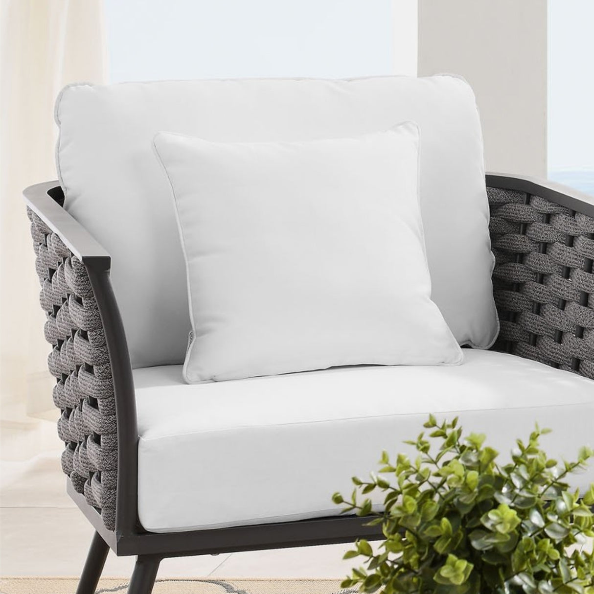 6-Piece Outdoor Rope Sofa Set (Grey & White)