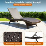 Outdoor Rattan Wicker Lounge Chairs Set of 2 with Matching Side Table