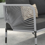 Outdoor Rope 5-Seater Sofa Set With Glass Top Table