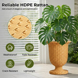 Outdoor Rattan Wicker Urn Planter Set of 3 (Beige)