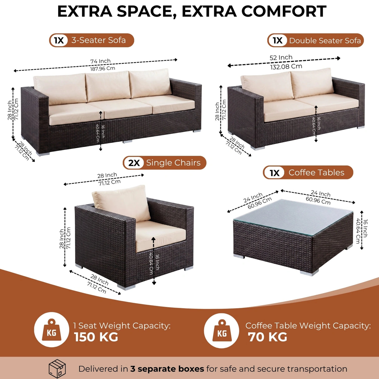 Outdoor Wicker 7-Seater Sofa Set