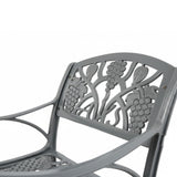 Outdoor Cast Aluminum 2 Chairs Patio Bistro Set (Grey)