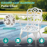 Outdoor Cast Aluminum Bistro Set with 2 Chairs (White)