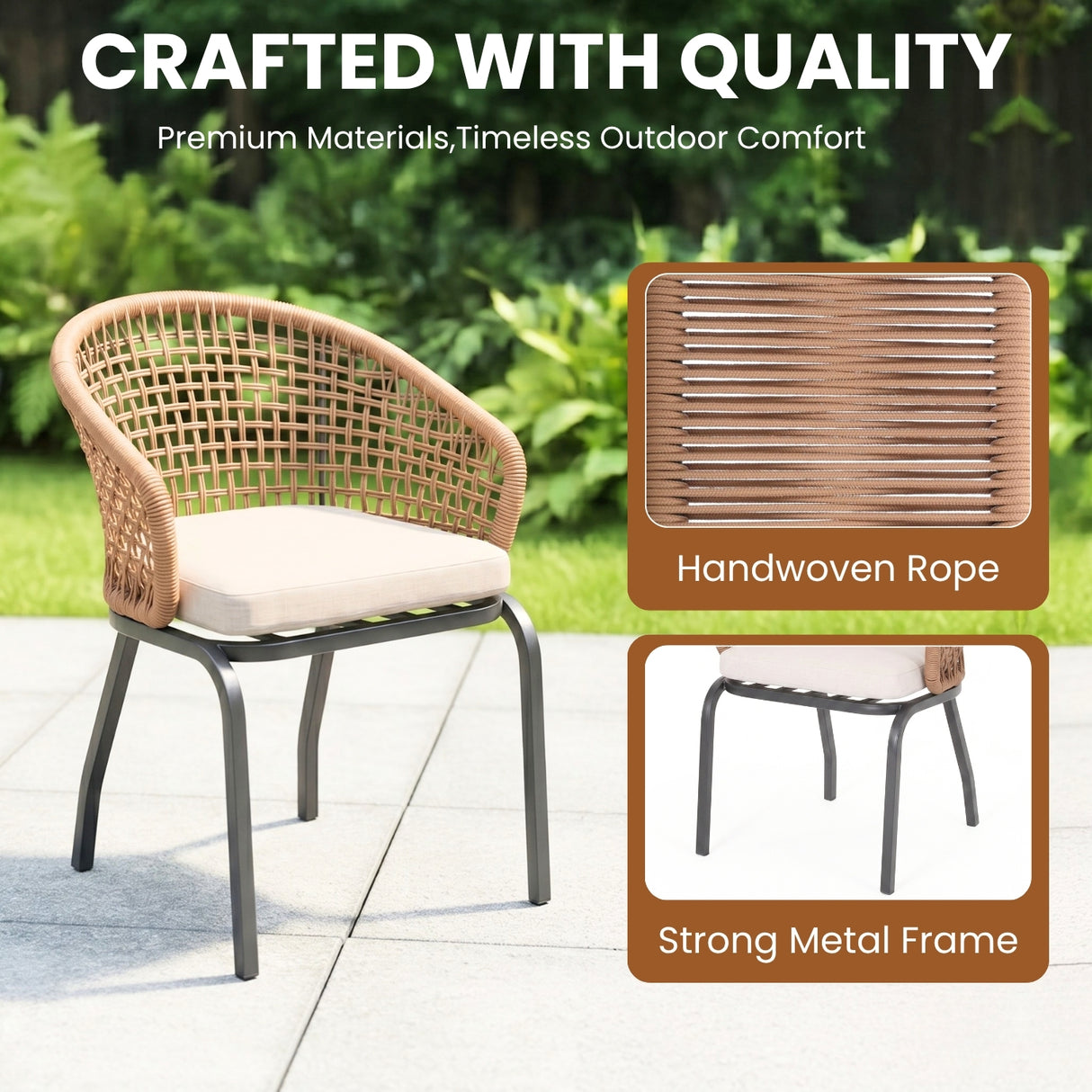 3 Piece Garden Outdoor Rope Patio Set