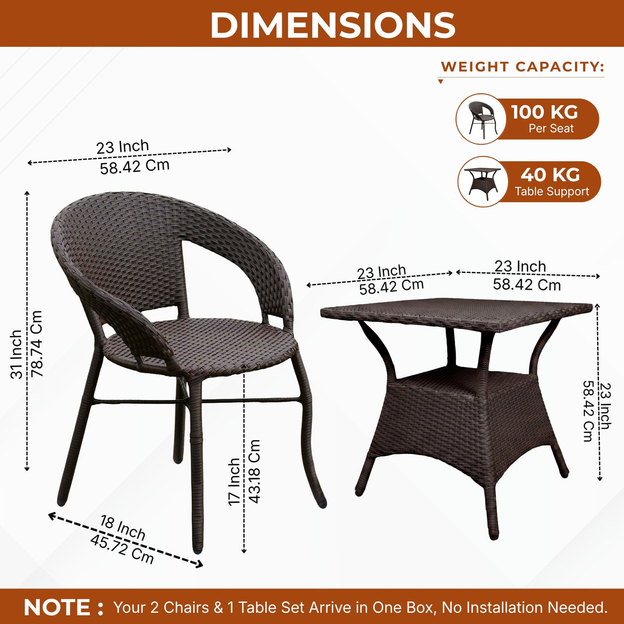 Outdoor Wicker 3 Piece Patio Bistro Set (Dark Brown)