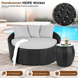 Outdoor Rattan Wicker Daybed with Glass Top Table