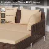 Luxury Outdoor Rattan Wicker Daybed with Canopy & Cushions