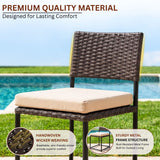 5-Piece Outdoor Wicker Patio Furniture Set (Dark Brown & Cream)