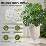 Outdoor Rattan Wicker Urn Planter Set of 3 (White)