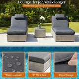 Outdoor Wicker Lounge Chairs Set of 2 With Side Table