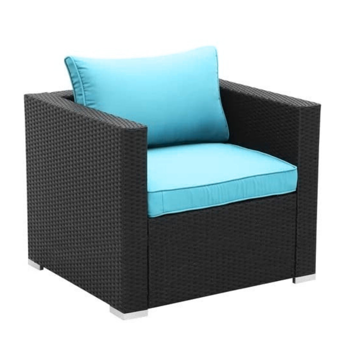 6-Piece Outdoor Conversation Set (Black/Sky-Blue)
