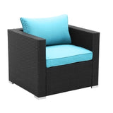 6-Piece Outdoor Conversation Set (Black/Sky-Blue)