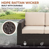Outdoor 5 Piece HDPE Wicker Conversation Sofa Set