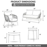 Outdoor 4 Seater Rope Conversation Sofa Set