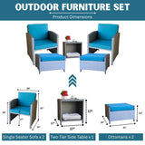 Outdoor 5 Piece Patio Wicker All Weather Sectional Furniture Set