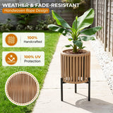 Outdoor Rope Planter with Metal Stand (Beige)