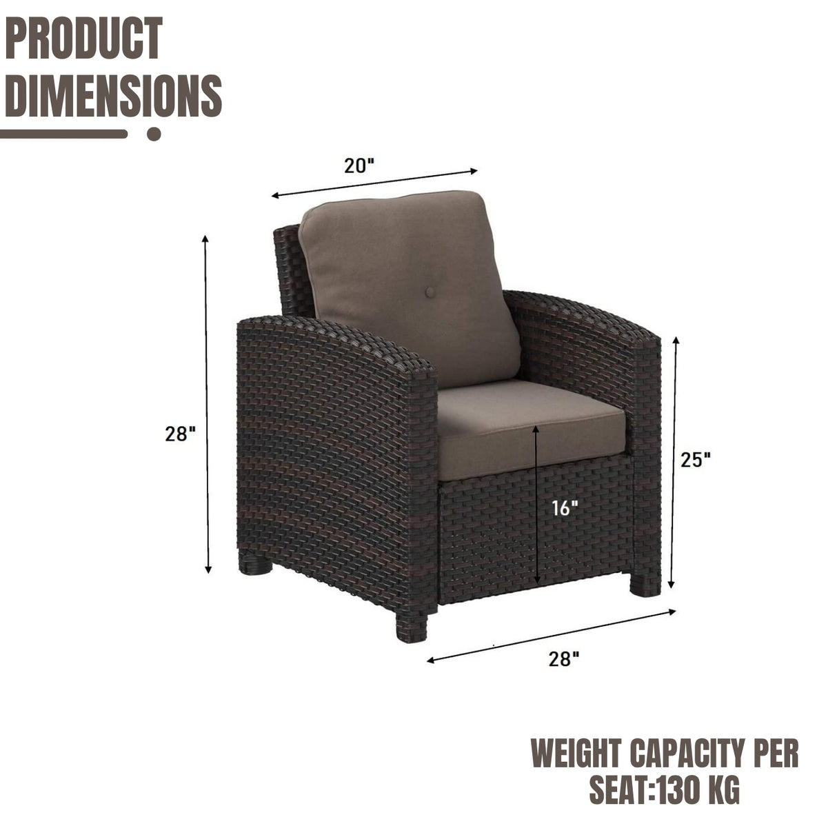 1-Piece Outdoor Wicker Single Seater Sofa