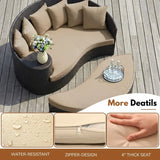 Outdoor Rattan Wicker Daybed (Dark Brown & Beige)