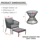Outdoor 5 Piece Rope Patio Sofa Set (Grey)