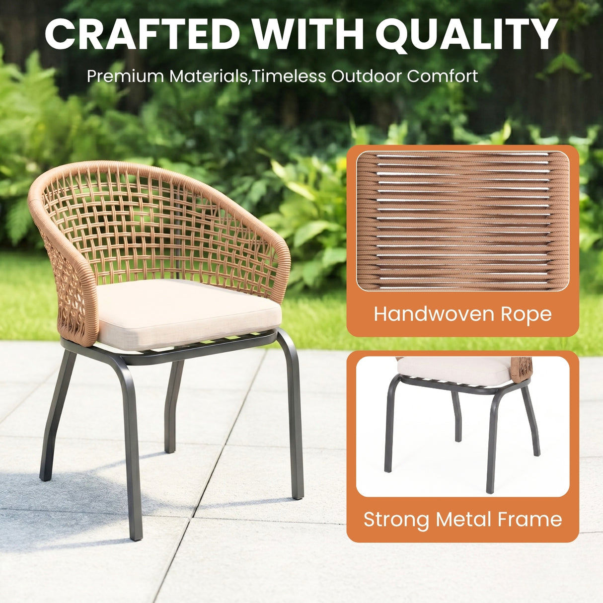 3 Piece Garden Outdoor Rope Patio Set