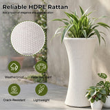 Outdoor Hourglass Design Set of 3 Wicker Planters (White)