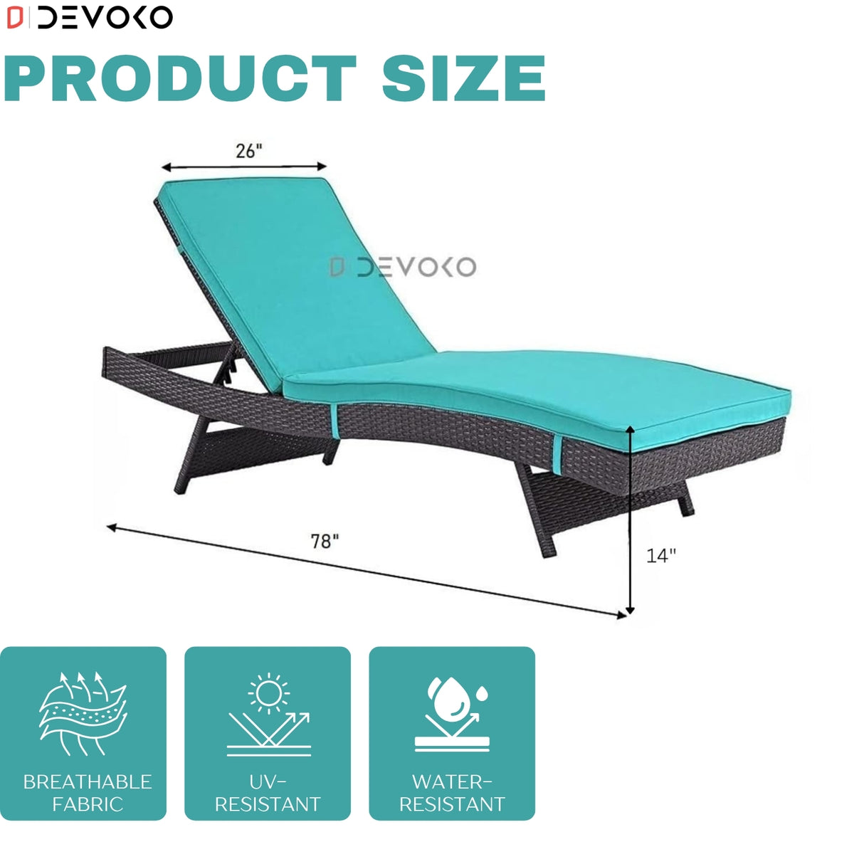 Outdoor Rattan Wicker Chaise Lounger For Poolside