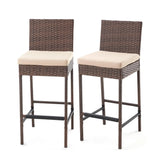 Outdoor Rattan Wicker Bar Chairs Set of 2