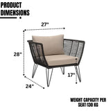 Outdoor Rope 1 Piece Patio Single Seater Sofa