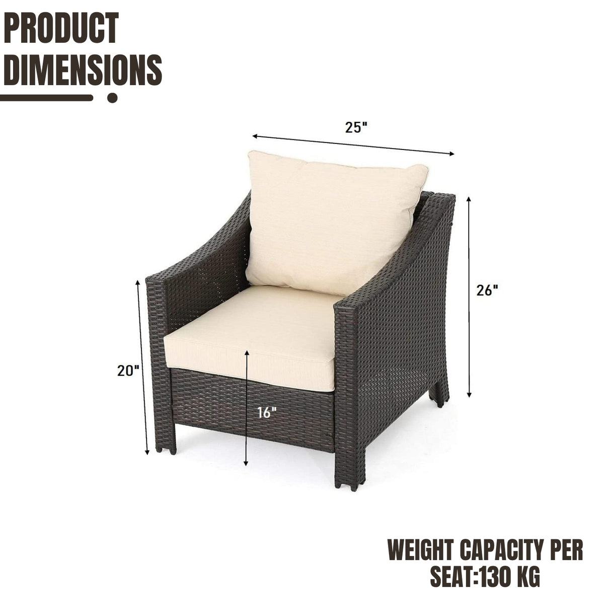 1-Piece Outdoor Wicker Single Seater Sofa