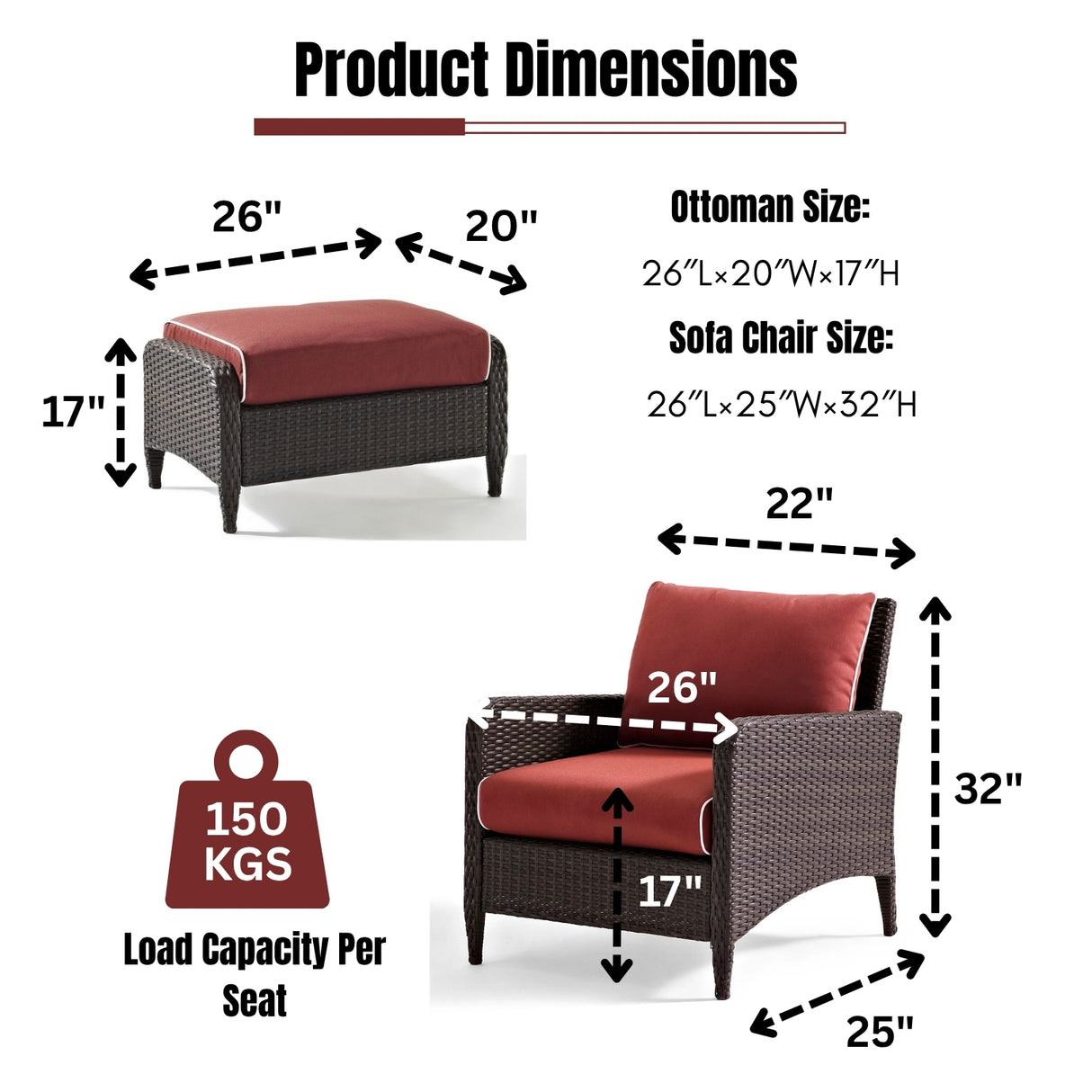 Outdoor 4 Piece Patio Wicker Furniture Set