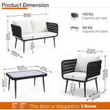 Outdoor Rope 4 Seater Conversation Furniture Set (Black & White)