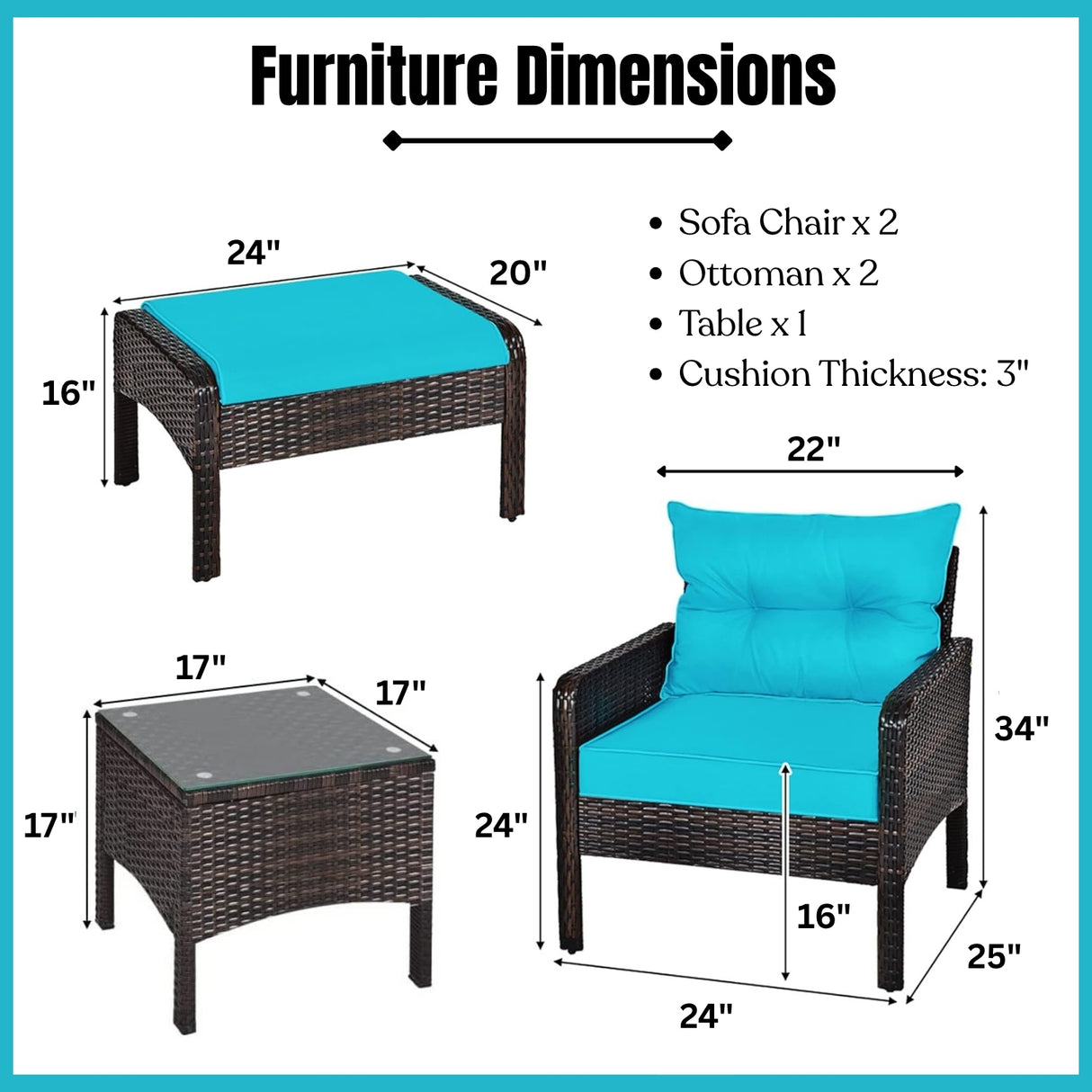 Outdoor Wicker 5-Piece Patio Sofa Set