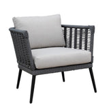 Outdoor Grey Rope 7-Seater Sofa Set With Glass Top Table