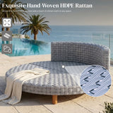 Outdoor All-Weather Rattan Wicker Round Daybed (Silver Grey & Dark Grey)