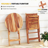 Acacia Wood Foldable Outdoor Bistro Set – 2 Chairs & Round Table