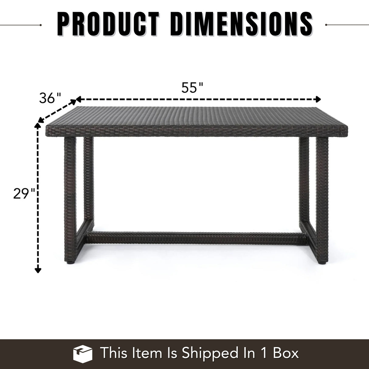Outdoor Rattan Wicker Patio Table (Dark Brown)