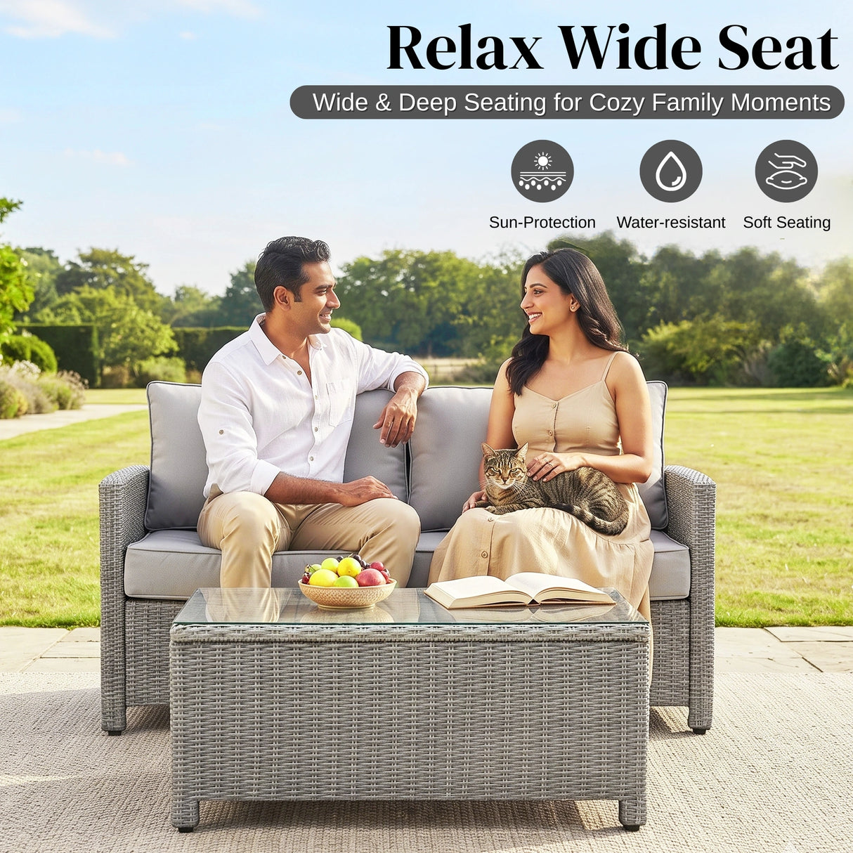4 Pieces Patio Furniture Set, Outdoor Sectional Sofa