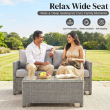 4 Pieces Patio Furniture Set, Outdoor Sectional Sofa