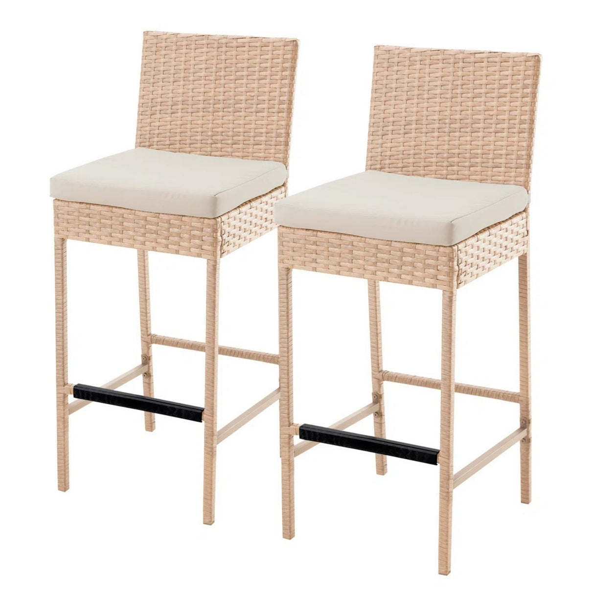 Outdoor Rattan Wicker Bar Chairs Set of 2