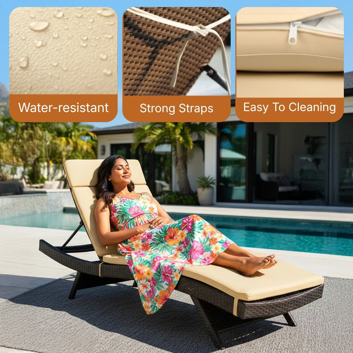 All-Weather Rattan Wicker Outdoor Chaise Lounge Chair Set of 2