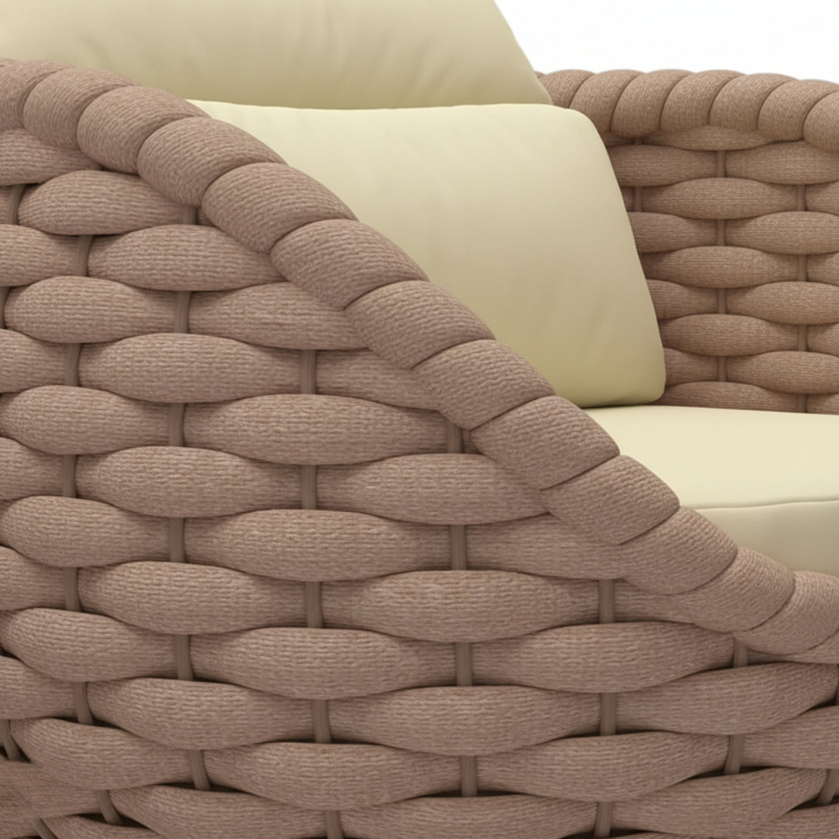 4 Piece Outdoor Rope Sofa Set (Beige & Cream)