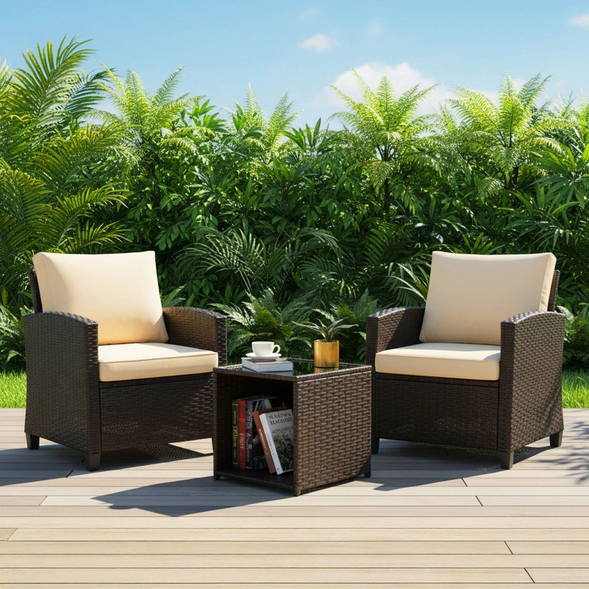 3-Piece Outdoor Rattan Wicker Patio Set