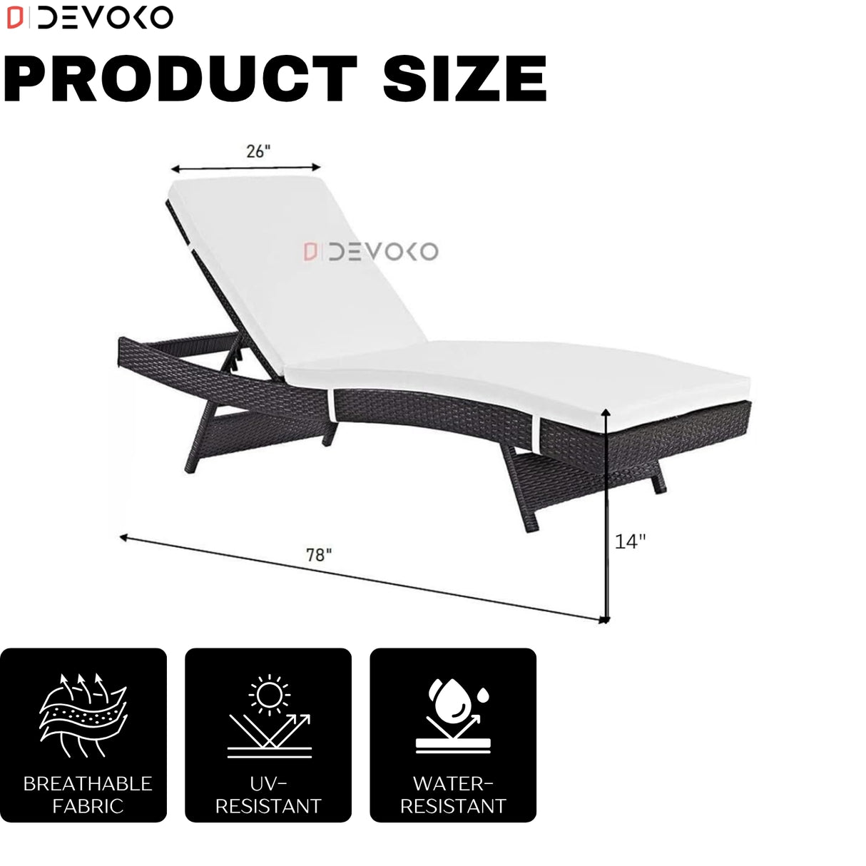Outdoor Rattan Wicker Chaise Lounger For Poolside