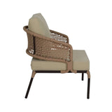 All-Weather Patio Rope Sofa Set with Glass Top Coffee Table