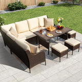 6 Piece Outdoor Patio Furniture Set (Dark Brown & Cream)