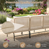 Outdoor L-Shape Rope Sofa Set (Beige & White)