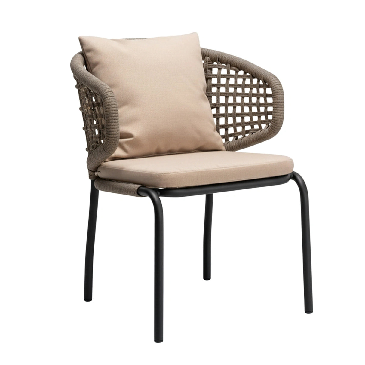 3-Piece Outdoor Rope Conversation Set (Beige & Cream)